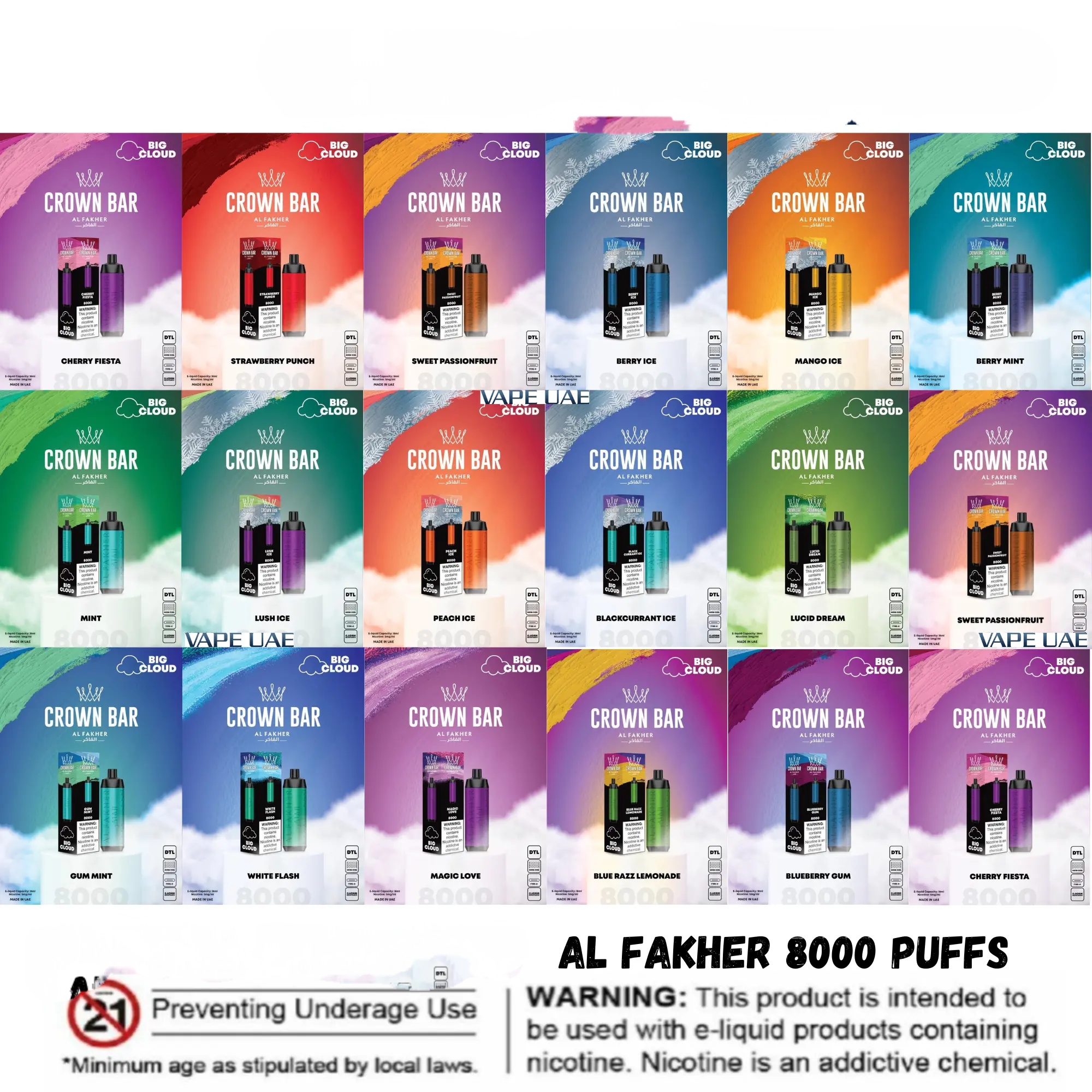 Al Fakher 8000 Puffs Crown Bar Disposable Vape DTL (BIG CLOUD)