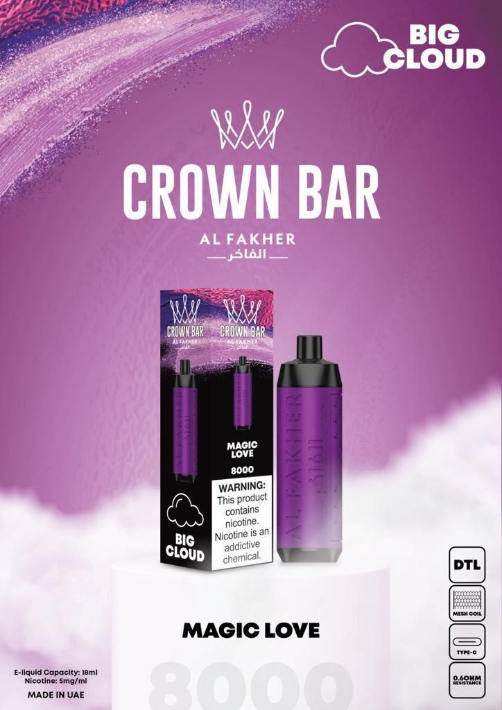 Al Fakher Crown Bar 8000 Puffs Disposable Vape (DTL)- Magic Love