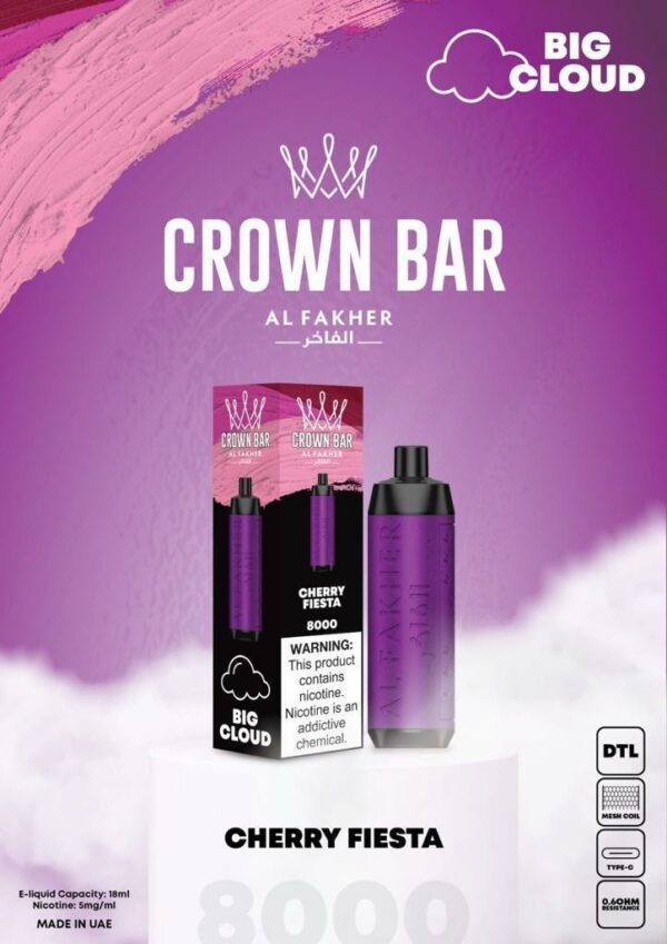 Al Fakher Crown Bar 8000 Puffs Disposable Vape (DTL)- Cherry Fiesta