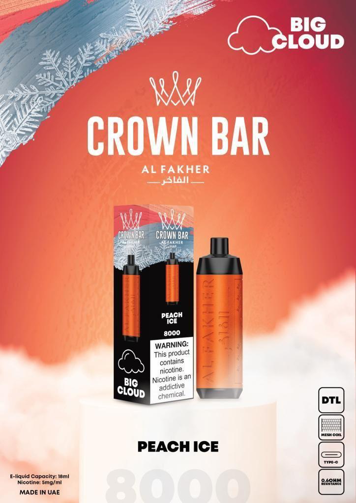 Al Fakher Peach Ice Crown Bar 8000 Disposable Vape- Peach Ice