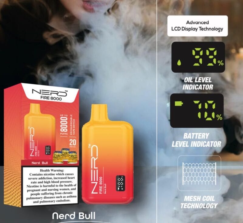 Nerd Fire 8000 Puffs Disposable Vape 2 Nicotine In Uae Vape Shop Dubai Disposable Vape Dubai Uae 16