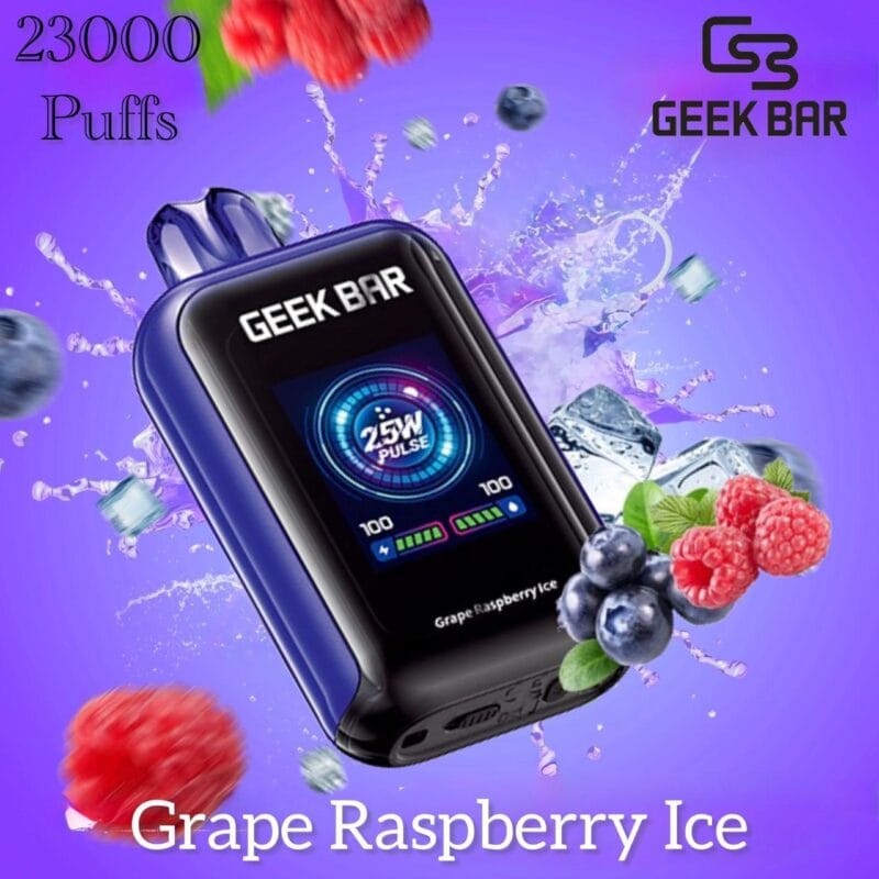 Geek Bar 23000 Puffs Disposable Vape- Grape Raspberry Ice