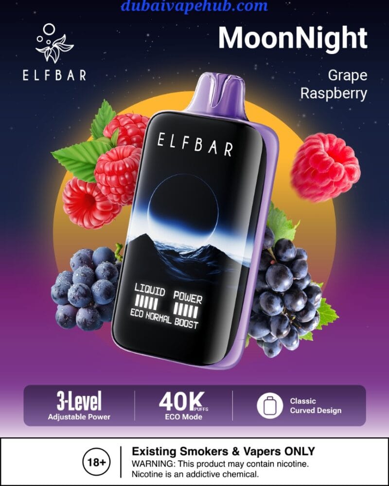 Elfbar Moonlight 40000 Puffs Disposable Vape- Grape Raspberry